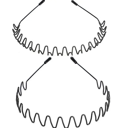 Two Piece Black Metal Wave Headband Pack — 0
