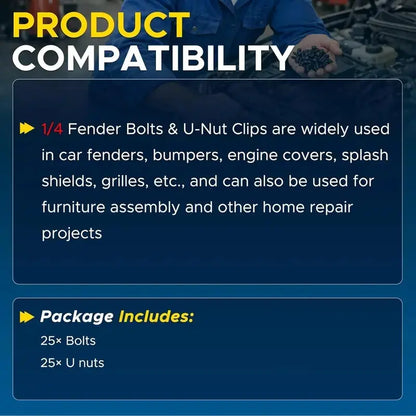 10-Piece Body Fastener Kit — 5 Bolts and 5 U-Nut Clips