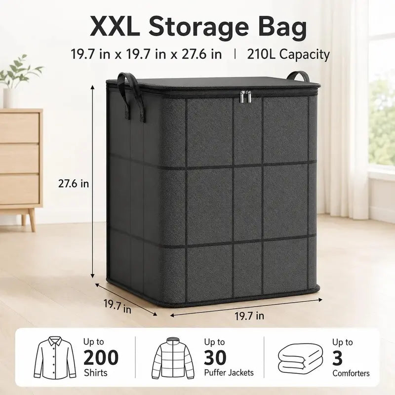 Gray Zippered Foldable Storage Bag for Bedding & Clothes - Gray  1Pcs original variant photo