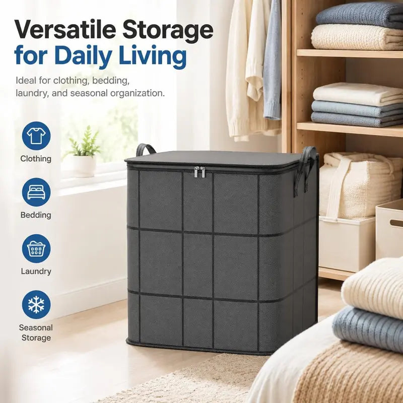 Gray Zippered Foldable Storage Bag for Bedding & Clothes - original product photo 4