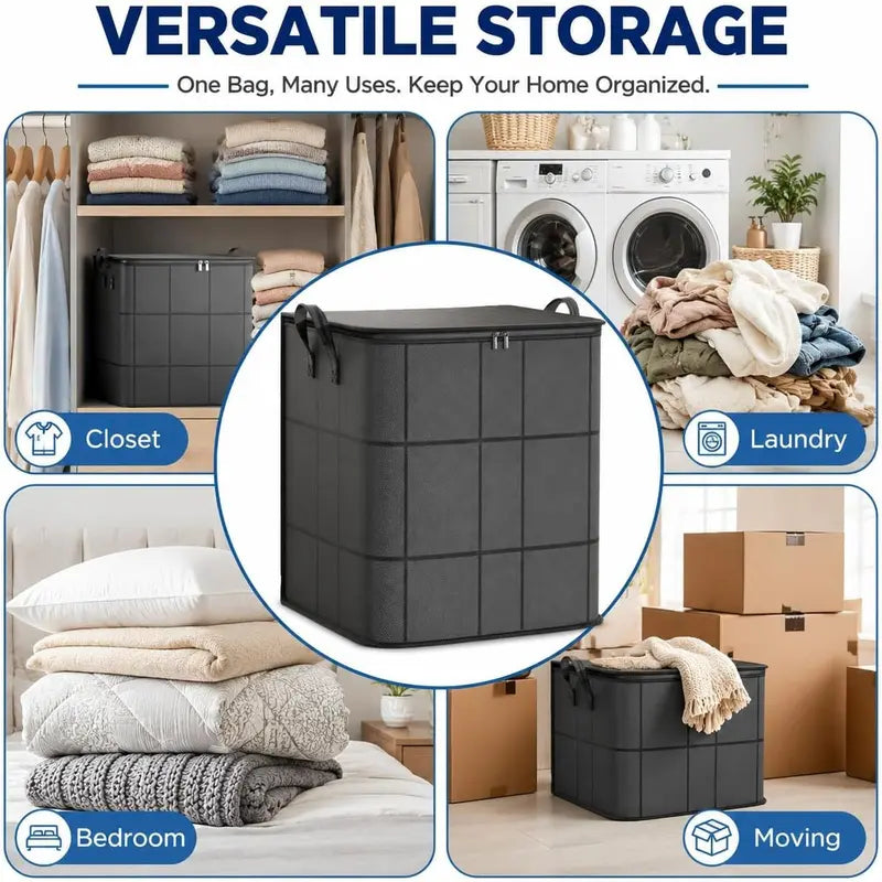 Gray Zippered Foldable Storage Bag for Bedding & Clothes - original product photo 7