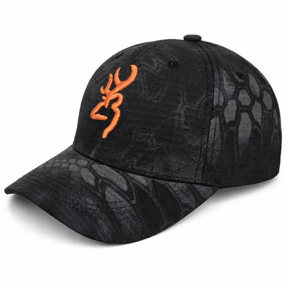 Black Embroidered Outdoor Baseball Cap - Black Python Print