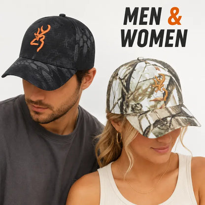 Black Embroidered Outdoor Baseball Cap - source design and use details