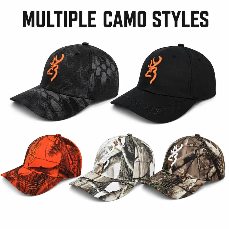 Black Embroidered Outdoor Baseball Cap - source design and use details
