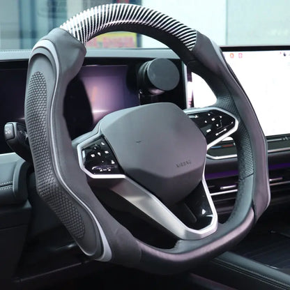 Black Textured Open-Bottom Steering Wheel Cover