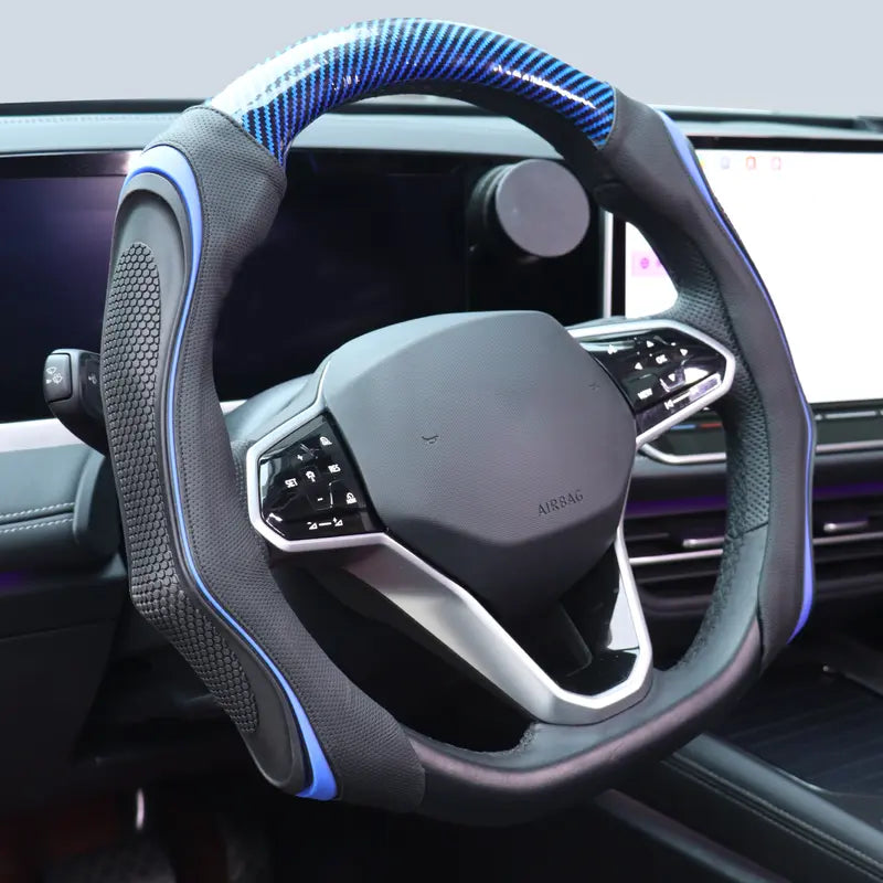 Black Textured Open-Bottom Steering Wheel Cover