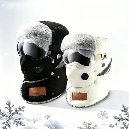 Fleece-Lined Winter Hat with Face Cover and Goggles - source design and use details