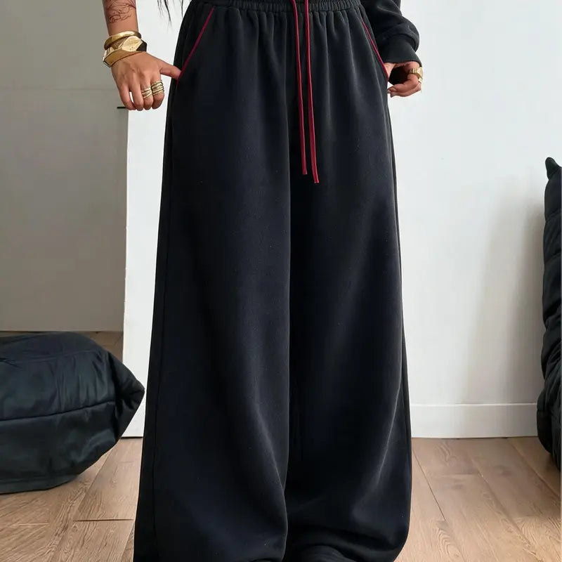 Colorblock Wide-Leg Drawstring Pants - original main gallery photo