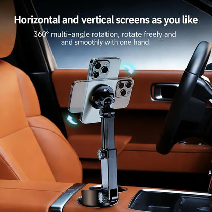 Black magnetic cup holder phone mount with adjustable arm