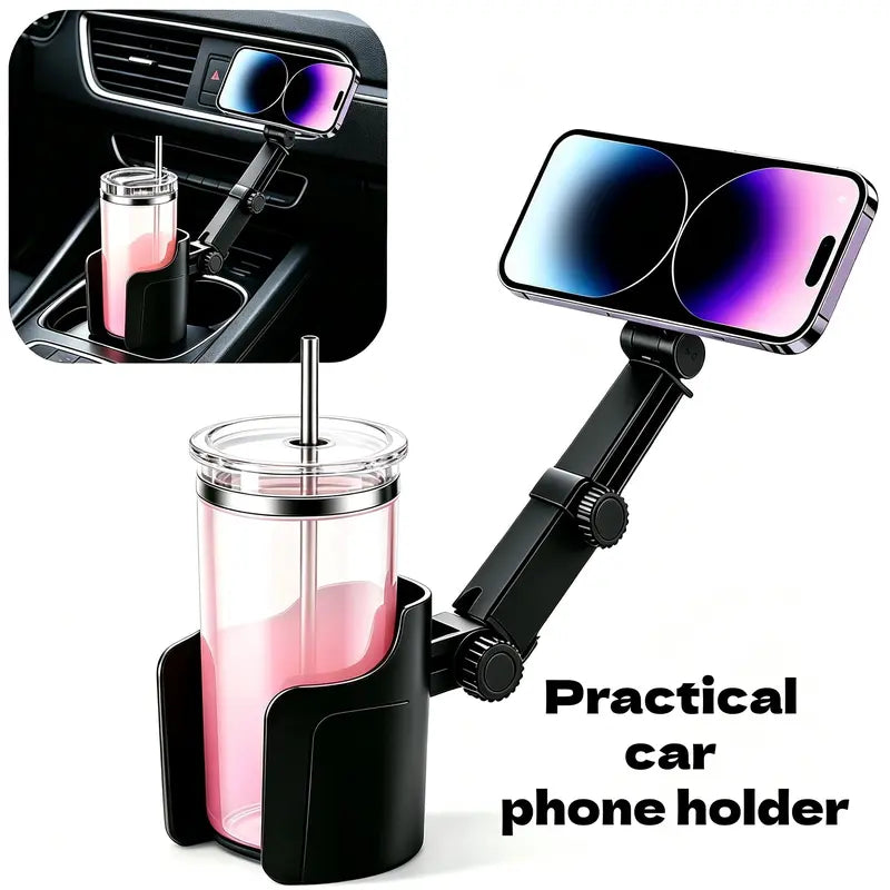 Black magnetic cup holder phone mount with adjustable arm