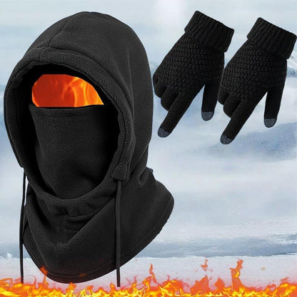 Black Hood, Gloves and Optional Socks Winter Kit - Two-piece set