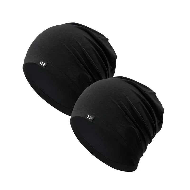 SHINENEOTH Black Lightweight Skull Caps — Two Caps - Black+Black