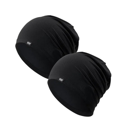 SHINENEOTH Black Lightweight Skull Caps — Two Caps - Black+Black