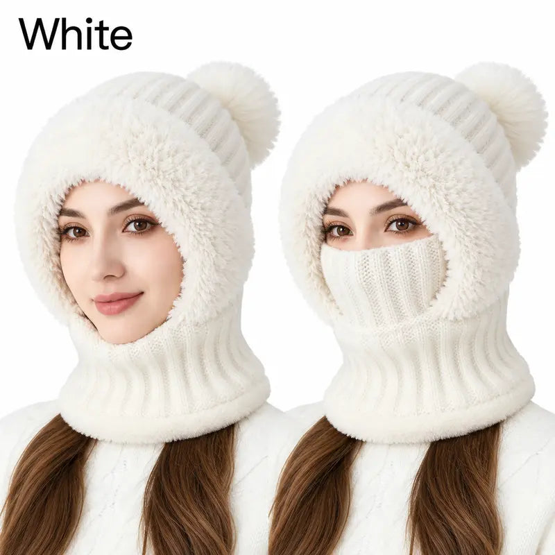 3-in-1 Fleece Winter Balaclava - White