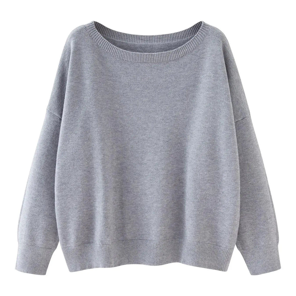 Scoop-Neck Drop-Shoulder Knit Sweater - original main gallery photo