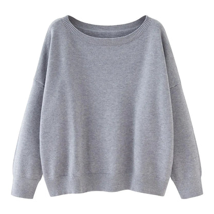 Scoop-Neck Drop-Shoulder Knit Sweater - original main gallery photo