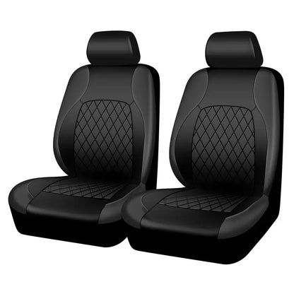 AUTOYOUTH PU Leather Front Seat Covers — 2 Covers — Black - Front