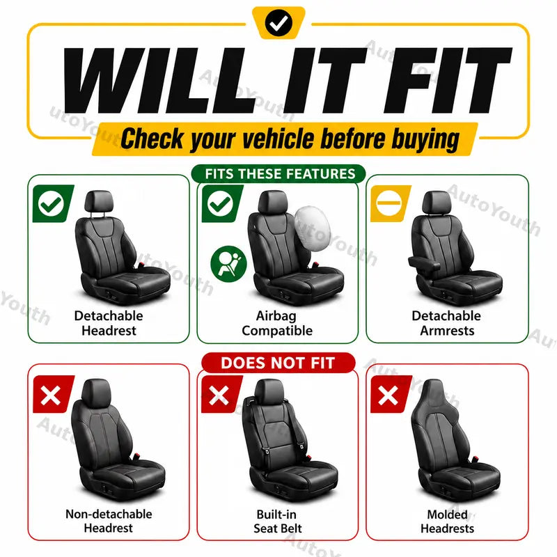 AUTOYOUTH PU Leather Front Seat Covers — 2 Covers