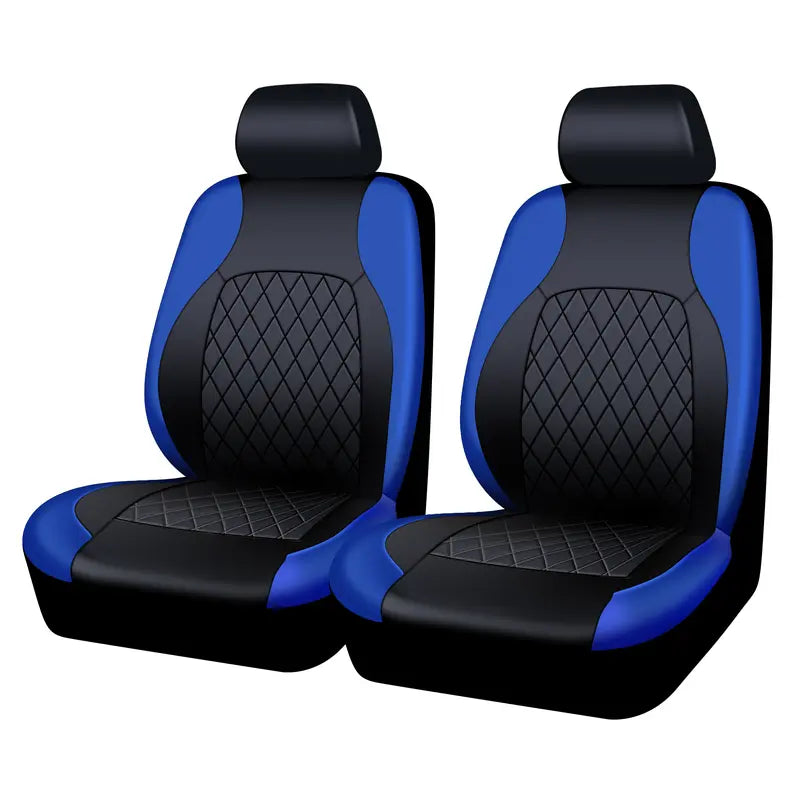 AUTOYOUTH PU Leather Front Seat Covers — 2 Covers — Blue - Front