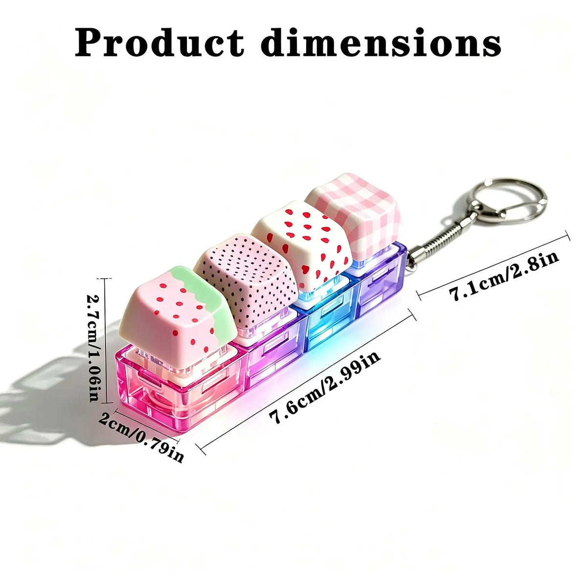 LED Keyboard Fidget Keyrings — 2 Random Designs