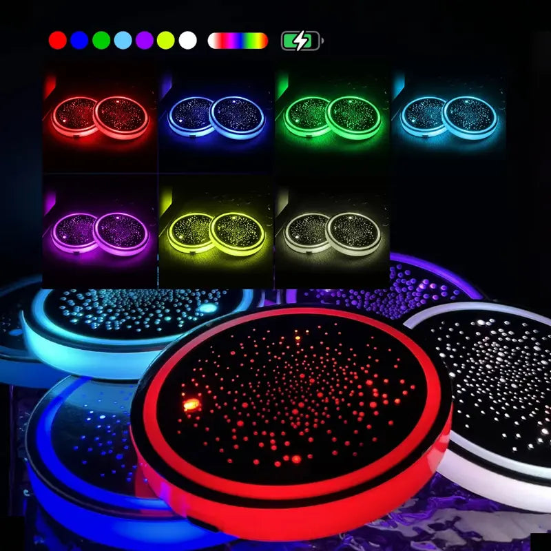 7-Color Rechargeable Cup Holder Lights — 2 Lights