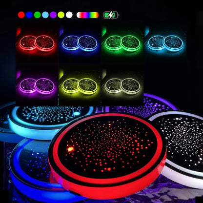 7-Color Rechargeable Cup Holder Lights — 2 Lights