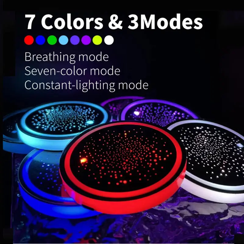 7-Color Rechargeable Cup Holder Lights — 2 Lights