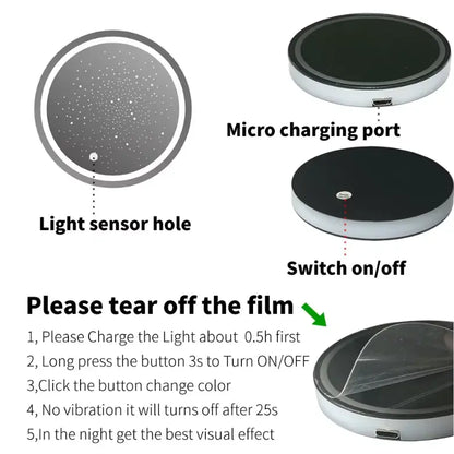 7-Color Rechargeable Cup Holder Lights — 2 Lights