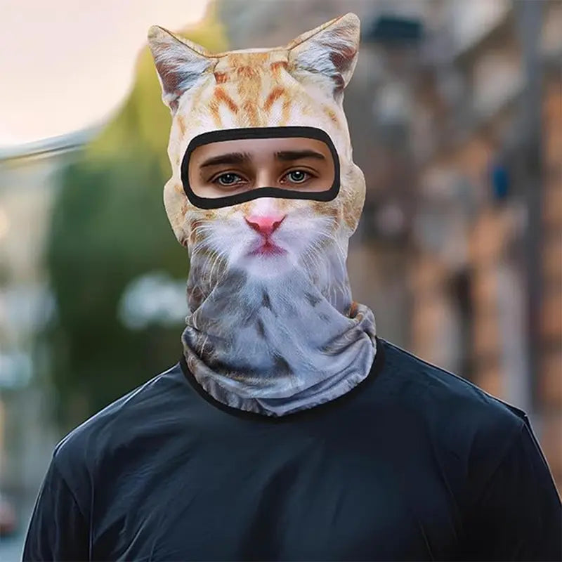 Animal-Print Balaclava with Shaped Ears - source design and use details