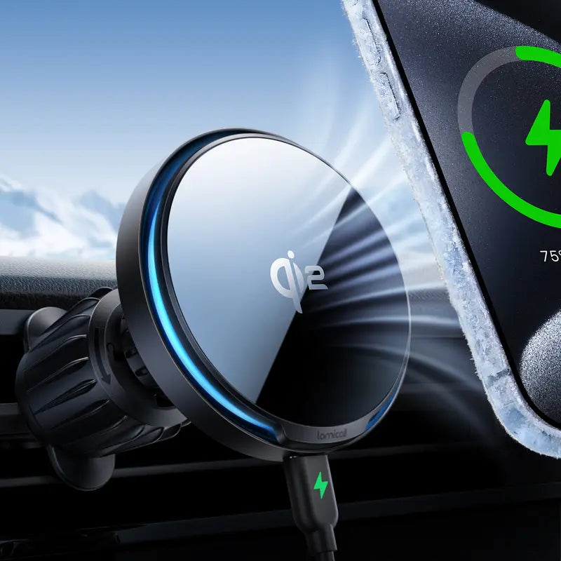 Lamicall Magnetic Wireless Mobile Charger Car Phone Holder — Qi2 Fast Charging + Cooling