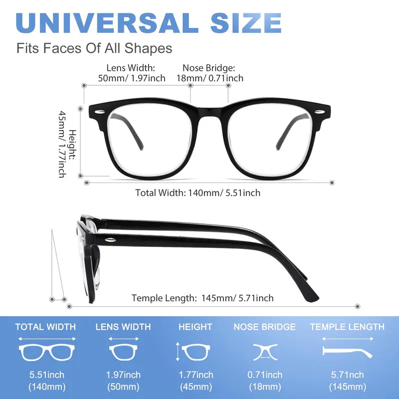Black Frame Blue-Light Screen Glasses - source design and use details