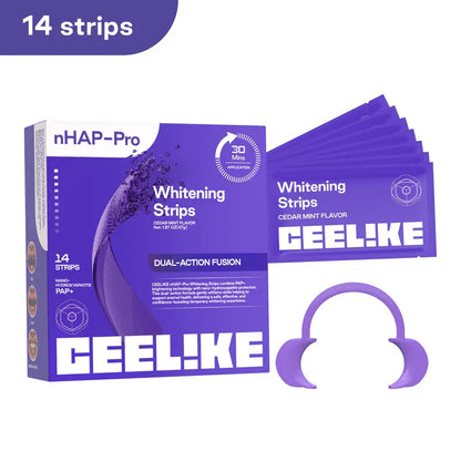 Purple Teeth Whitening Strips with Cheek Retractors — 2-Box Set - 14 Strips (7 Sessions) + Cheek Retractor