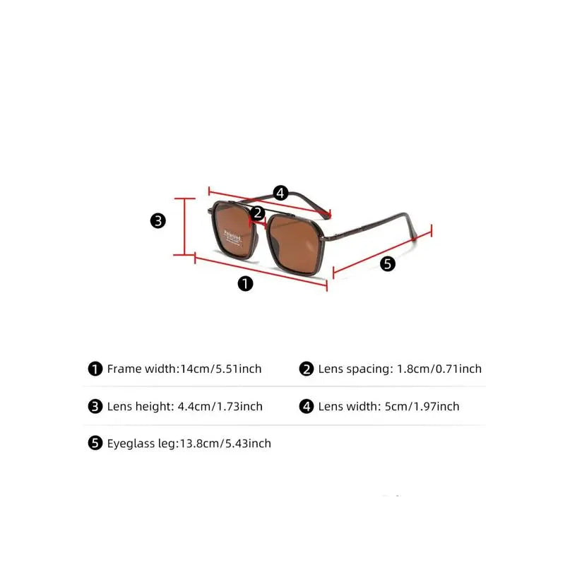 Geometric Double-Bridge Sunglasses - source design and use details
