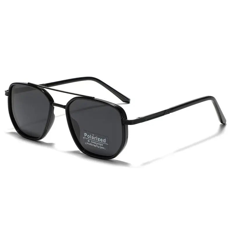 Geometric Double-Bridge Sunglasses - Black
