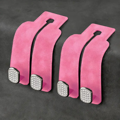 Car Headrest Double-Hook Organizers — 4 Pieces — Pink&Diamonds-2PC