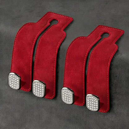 Car Headrest Double-Hook Organizers — 4 Pieces — Red&Diamonds-2PC
