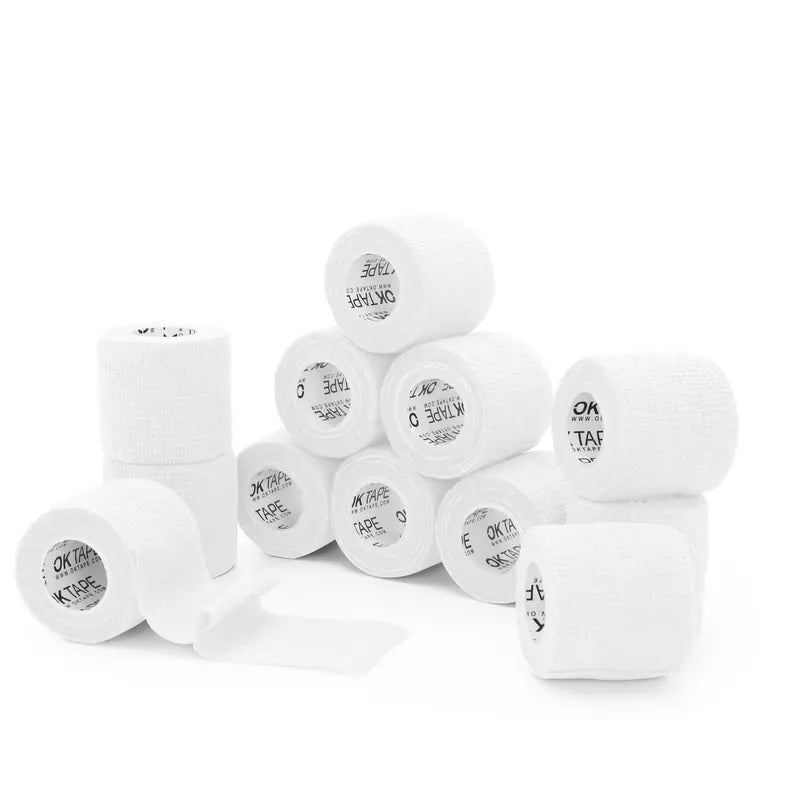 OK TAPE Twelve Roll Cohesive Wrap Packs — White