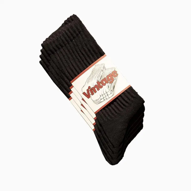 Four Pair Ribbed Crew Sock Packs — 4 Pairs - Black