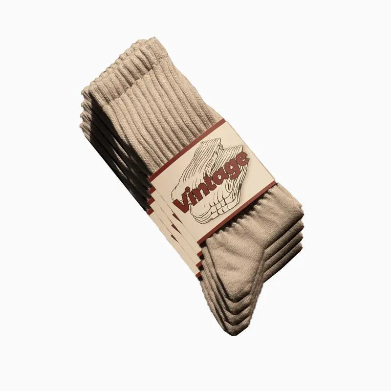 Four Pair Ribbed Crew Sock Packs — 4 Pairs - Beige