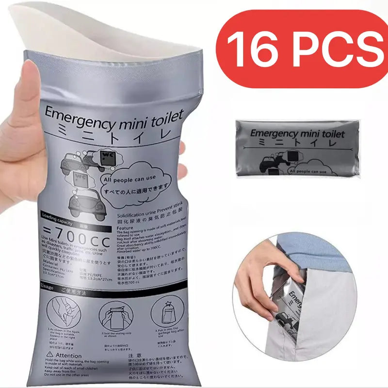 Disposable Emergency Urinal Bags — 16 Bags — 16 PCS