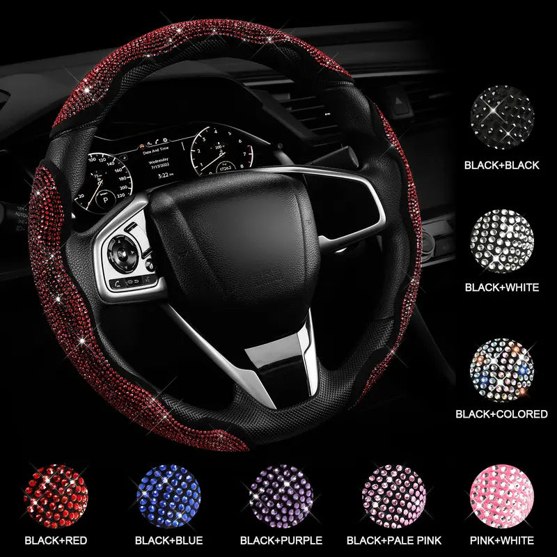 QUEEN'S LAND Rhinestone Segmented Steering Wheel Cover