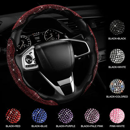 QUEEN'S LAND Rhinestone Segmented Steering Wheel Cover