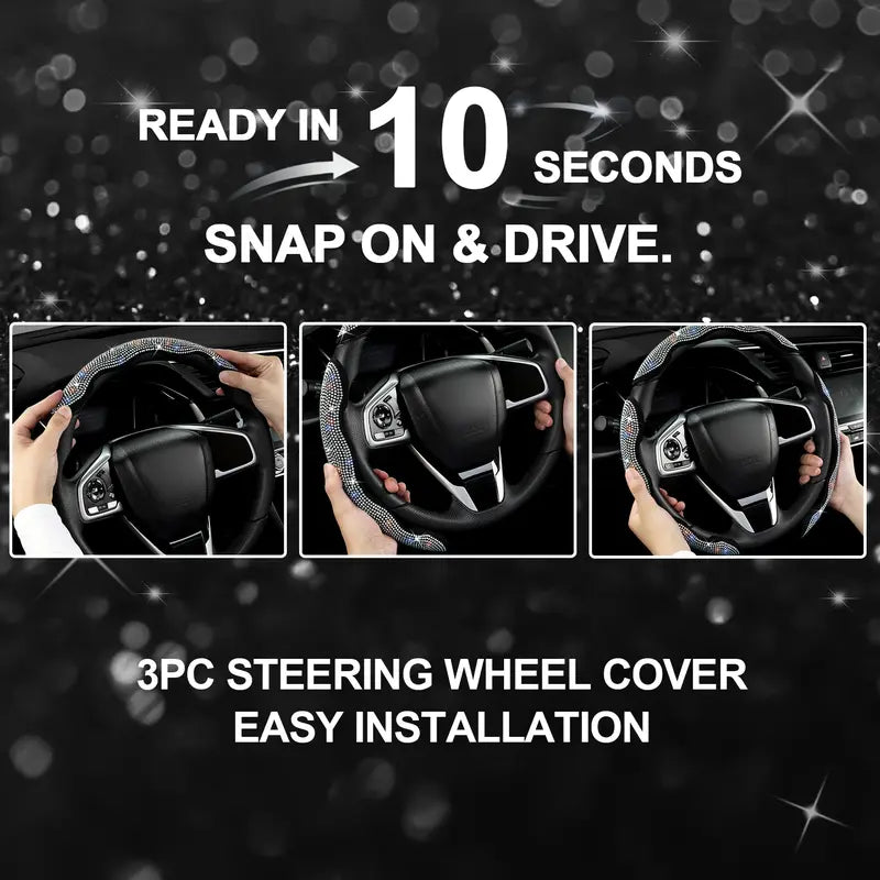 QUEEN'S LAND Rhinestone Segmented Steering Wheel Cover