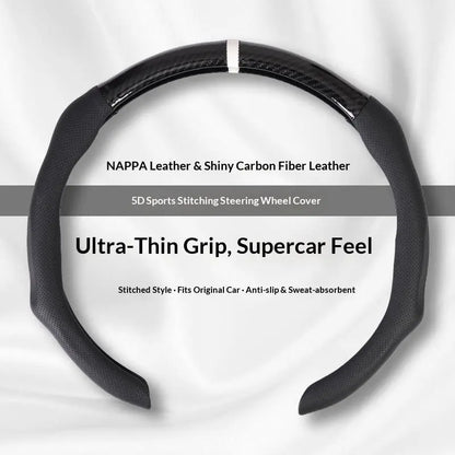 Black Open-Bottom Steering Wheel Cover — Choose Center Mark