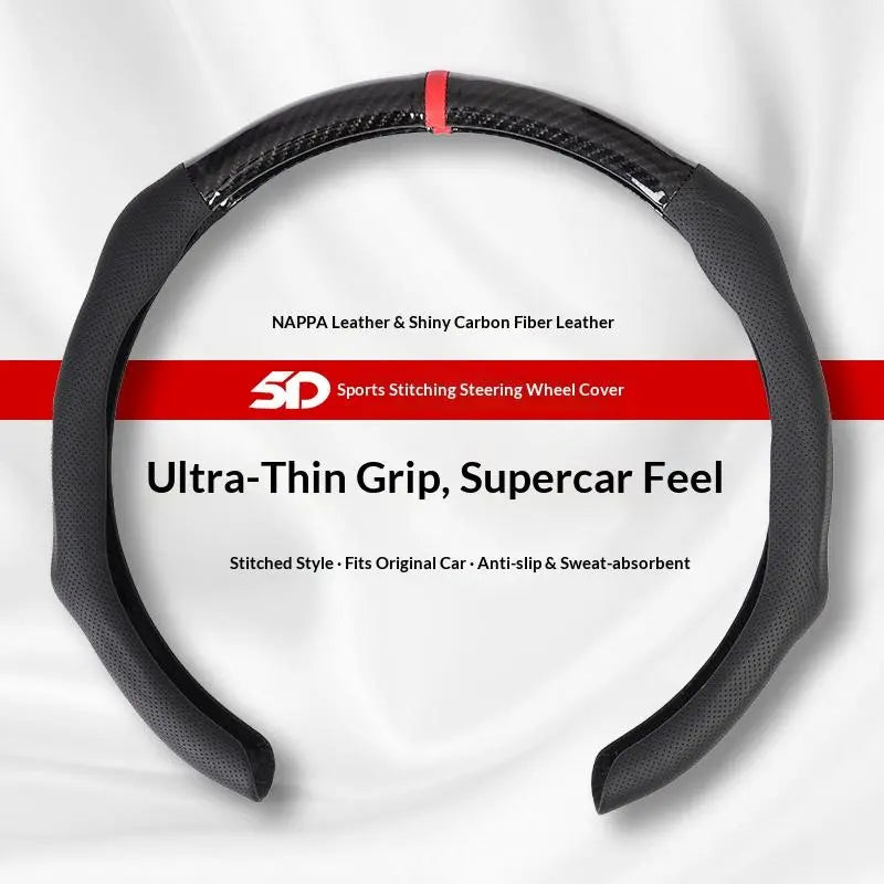 Black Open-Bottom Steering Wheel Cover — Choose Center Mark