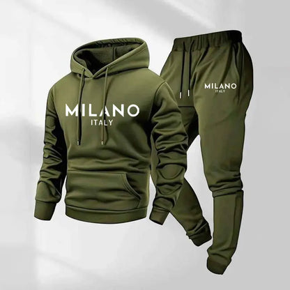 Milano Print Hoodie & Drawstring Pants Set - Army Green original variant photo