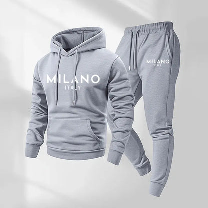 Milano Print Hoodie & Drawstring Pants Set - LightGray original variant photo