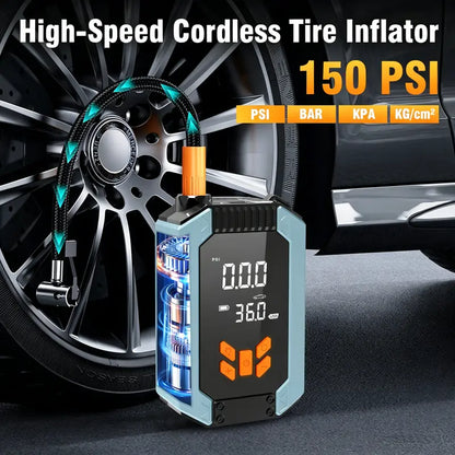 12V Car Jump Starter with Air Compressor and LCD Display