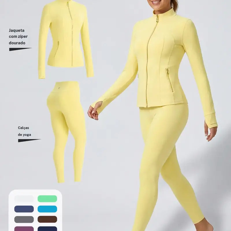 Soft-Brushed Activewear — Yellow Jacket, Leggings or Flare Pants - original gallery 9