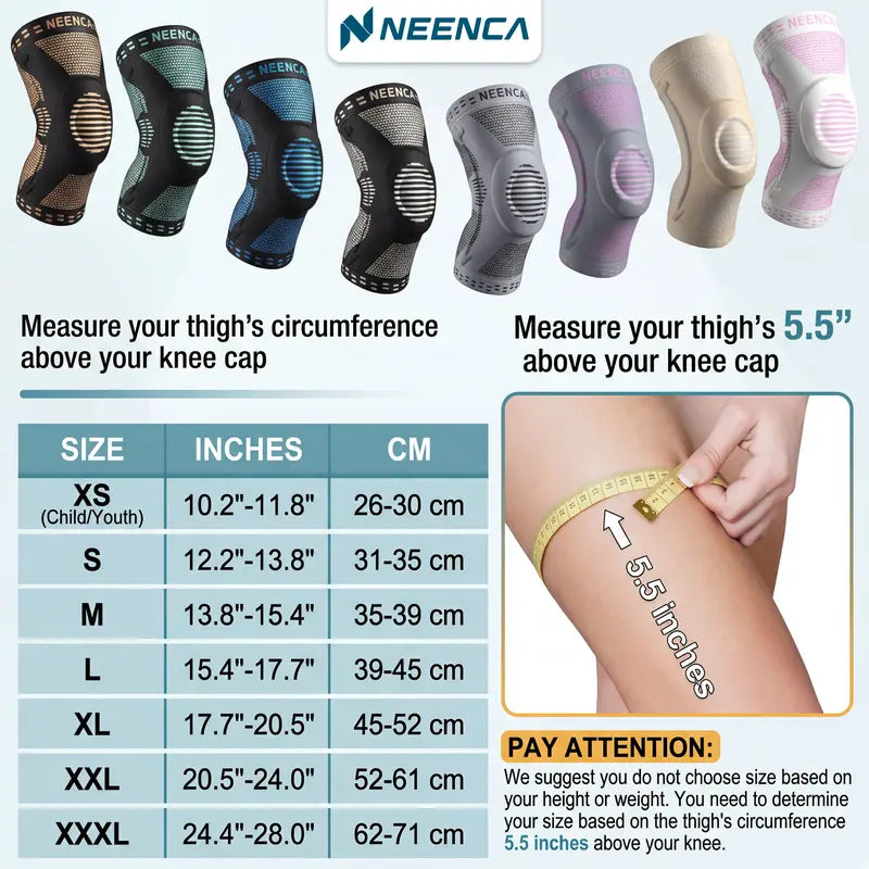 NEENCA Knee Support Sleeves — Two-Piece Set - source design and use details